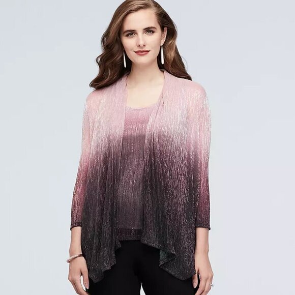 Onyx Pants - NWT David's Bridal Onyx Crinkled Ombre Plus Size Three-Piece Pantsuit